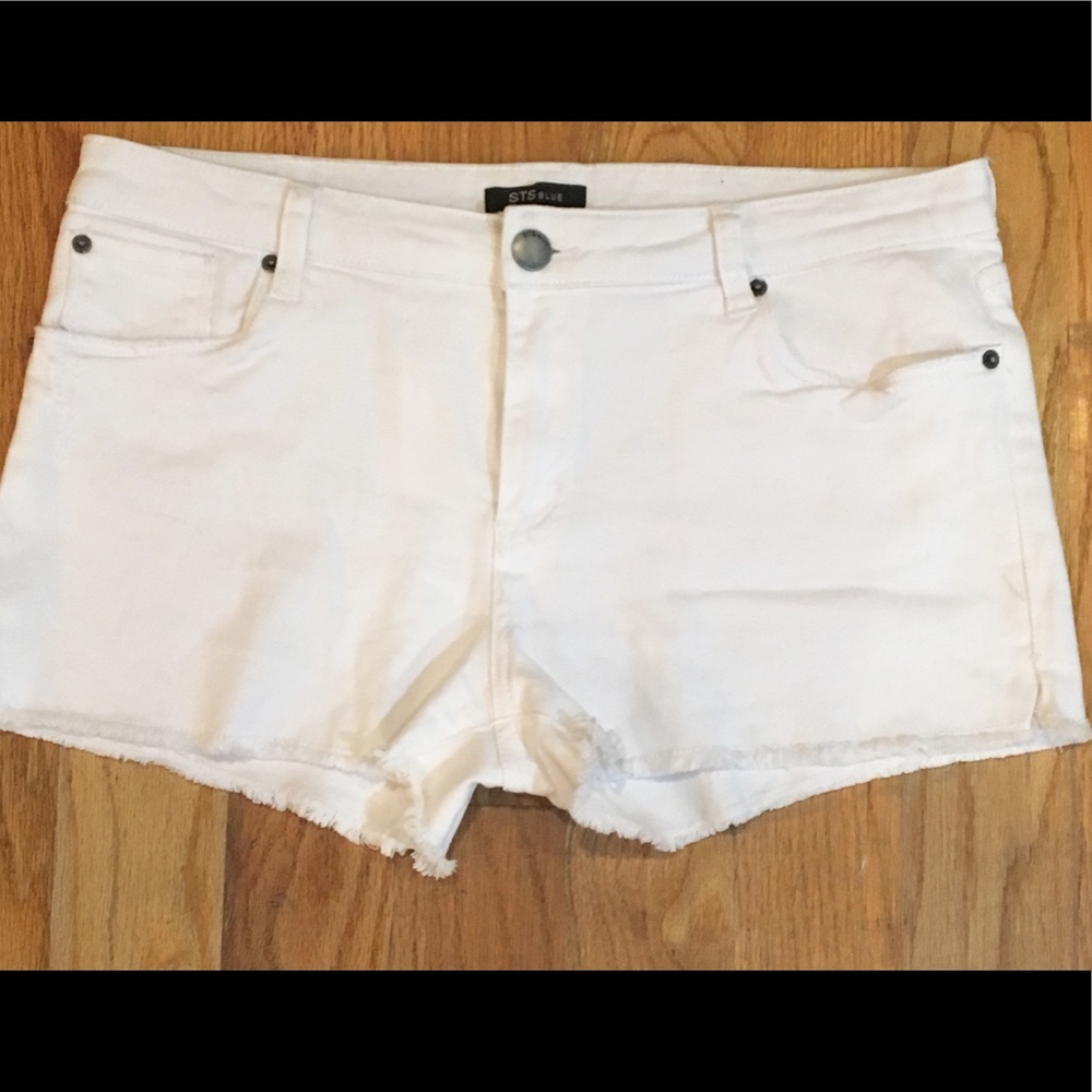 STS Blue White Denim Cut Off Shorts Sz 31